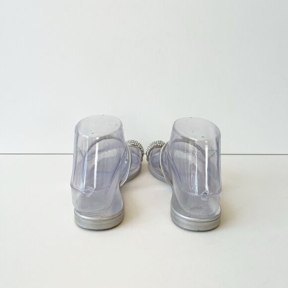 Giuseppe Zanotti Ring Silver Flat Sandals Crystal Embellished Toe Size 6/36 - Picture 7 of 14
